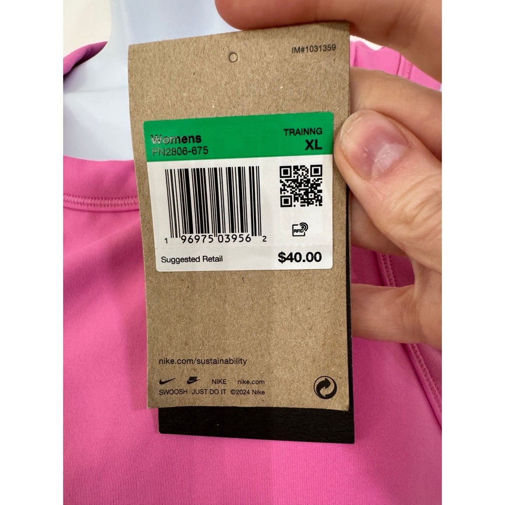 Nike Women's One Fitted Dri-FIT Cropped Tank Top in Playful Pink XL - Picture 3 of 4